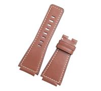JVEIWAD Top Kalbsleder Leder Armband 24mm Kompatibel Mit Glocke Strap Serie BR01 BR03 Gürtel Ross Zubehör Stahl Schnalle(Brown,Black Buckle)