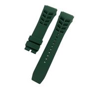 JVEIWAD Uhrenarmbänder aus Naturkautschuk, kompatibel mit dem Original-Uhrenarmband von Richard Mille, Silikonarmband, Rohohrtyp, 25 mm x 20(Green,25mm silver buckle)