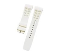 JVEIWAD Uhrenarmbänder aus Naturkautschuk, kompatibel mit dem Original-Uhrenarmband von Richard Mille, Silikonarmband, Rohohrtyp, 25 mm x 20(White,25mm rosegold buckle)