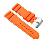 JVEIWAD Uhrenarmbänder Schwarz Blau Grün Orange Silikonkautschuk-Armband Herren 22 mm 24 Kompatibel mit Panerai 111 441 386 Sport Soft Strap Kostenlose Tools(Orange Silver,22mm)