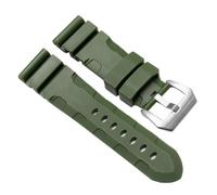 JVEIWAD Uhrenarmbänder Schwarz Blau Grün Orange Silikonkautschuk-Armband Herren 22 mm 24 Kompatibel mit Panerai 111 441 386 Sport Soft Strap Kostenlose Tools(Green Silver,24mm)