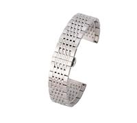 JVEIWAD Uhrenarmband aus Edelstahl, universelles, Uhrenzubehör, Schmetterlingsverschluss Metall, neun Perlen, massives Stahlband, 20 mm(Silver,18mm)