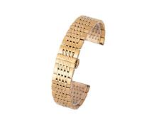 JVEIWAD Uhrenarmband aus Edelstahl, universelles, Uhrenzubehör, Schmetterlingsverschluss Metall, neun Perlen, massives Stahlband, 20 mm(GOLD,19mm)