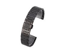 JVEIWAD Uhrenarmband aus Edelstahl, universelles, Uhrenzubehör, Schmetterlingsverschluss Metall, neun Perlen, massives Stahlband, 20 mm(Black,20mm)