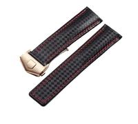 JVEIWAD Uhrenarmband aus hochwertigem Kalbsleder, kompatibel mit Tag Heuer Aquaracer 300 CARRERA F1, 19 mm, 20, 22(Black-rosegold,22mm)