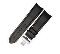 JVEIWAD Uhrenarmband aus Kalbsleder, kompatibel mit Tissot COUTURIER T035 T035617 627 T035439, 22/23/24 mm, gebürstete Schnalle(Black orange Silver,22mm)