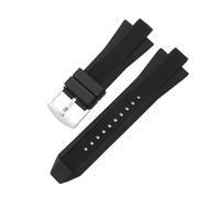 JVEIWAD Uhrenarmband aus natürlichem, weichem Silikonkautschuk, kompatibel mit Michael Kors Ersatz-Uhrenarmbändern MK9019, MK8295, MK8492, MK9020, Herrenuhr, 29 x 13 mm(Black silver)