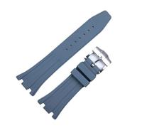 JVEIWAD Uhrenarmband aus Silikonkautschuk, kompatibel mit AP Royal Oak Offshore Sports, schweißfest, Herrenarmband, 27 mm, 28, doppelt konkav(A1 Grey silver)