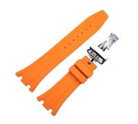 JVEIWAD Uhrenarmband aus Silikonkautschuk, kompatibel mit AP Royal Oak Offshore Sports, schweißfest, Herrenarmband, 27 mm, 28, doppelt konkav(A2 Orange silver)