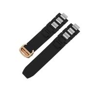 JVEIWAD Uhrenarmband kompatibel mit Cartier 21. Jahrhundert Serie, weiß, schwarz, Edelstahl, Gummi, Silikon, Armband for Herren und Damen, 20 mm x 10(Black rose gold)