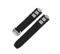 JVEIWAD Uhrenarmband kompatibel mit Cartier 21. Jahrhundert Serie, weiß, schwarz, Edelstahl, Gummi, Silikon, Armband for Herren und Damen, 20 mm x 10(Black silver)