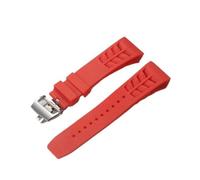 JVEIWAD Uhrenarmband kompatibel mit Richard Mille RM011-Armband, wasserdicht, schweißfest, bequem, Silikonkautschuk-Armband for Herren, 25-20 mm(Red silvery)