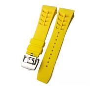 JVEIWAD Uhrenarmband kompatibel mit Richard Mille RM011-Armband, wasserdicht, schweißfest, bequem, Silikonkautschuk-Armband for Herren, 25-20 mm(Yellow silvery)