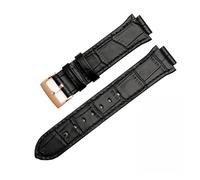 JVEIWAD Uhrenarmband kompatibel mit Swarovski-Lederarmband for Damen, Serie 5027127, 5027131, 5080602, 5096008, 21-14 mm(Black rose gold)