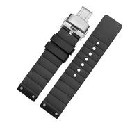 JVEIWAD Uhrenzubehör, Armband kompatibel mit Cartier Santos Sandoz 100, Gummi, schwarzes Uhrenarmband, Herren- und Damen-Silikonkette, 23 mm(Black silver clasp-b)