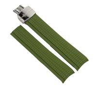 JVEIWAD Weiches Silikon-Uhrenarmband Aquanaut, kompatibel mit Patek Philippe 5164A, 5167A, 5168A, Gummiarmband, gebogenes Ende, Uhrenzubehör, Riemen, 21 mm(Green silver)