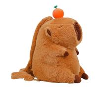 Jvjggag Capybara Backpack, Stuffed Animal Kids Bookbag, Plush Velvet Material, Large Capacity Storage, Sturdy Build, School Use, Ideal for Boys Girls, 13.78 Inches, Brown Color, 1 Piece