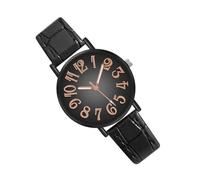 Jvjggag Minimalistische Uhr, koreanischer Stil, ästhetische Uhr, schlichte, lässige Damenuhr mit großem Zifferblatt, Lederarmband, Ziffern, lässiges Uhren für Teenager, Mädchen, Frauen, Schwarz
