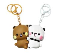 JXAXD 2 Stück Bubu Dudu Schlüsselanhänger Paar, Magnetische Matching Keychain, Dudu Bubu Schlüsselanhänger Pärchen, Cartoon Panda Anhänger Süß für Handtaschen, Rucksack, Pärchen Geschenke