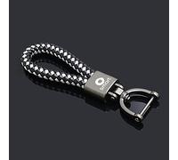 JxbJQQ Auto Schlüssel Ringe, Leder Personalisiert Schlüssel Kette Schlüssel Anhänger Zubehör, Für Smart Fortwo 451 Forfour 453 450,Black White