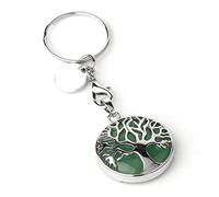 Jxuzh Lebensbaum Schlüsselanhänger Edelstein Schlüsselanhänger baum des lebens Schlüsselanhänger Natürlich Edelstein Lebensbaum Chakra Heilsteine Reiki Glückbringer Keychain Grüner Aventurin