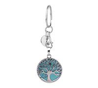 Jxuzh Lebensbaum Schlüsselanhänger Edelstein Schlüsselanhänger Baum des Lebens Schlüsselanhänger Natürlich Edelstein Lebensbaum Chakra Heilsteine Reiki Keychain Glückbringer Keychain Türkis