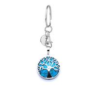 Jxuzh Lebensbaum Schlüsselanhänger Edelstein Schlüsselanhänger baum des lebens Schlüsselanhänger Natürlich Edelstein Lebensbaum Chakra Heilsteine Reiki Keychain Glückbringer Keychain Blauer Sandstein