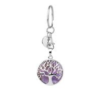 Jxuzh Lebensbaum Schlüsselanhänger Edelstein Schlüsselanhänger baum des lebens Schlüsselanhänger Natürlich Edelstein Lebensbaum Chakra Heilsteine Reiki Keychain Glückbringer Keychain Amethyst