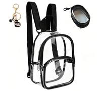 JYJLLM 3-teilig Transparenter Rucksack Set mit Klarer Kosmetiktasche & Katze Keychain - 1x Durchsichtiger PVC Tagesrucksack + 1x Klare Kosmetiktasche + 1x Katze Keychain für Damen Herren