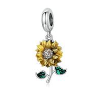 JYRRONG Sonnenblumen-Anhänger, 925er Sterlingsilber, Blumen-Anhänger, Rose, Charm, Liebe, Familie, Weihnachten, für Pandora-Armband, Sterling-Silber
