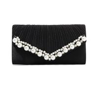 Jywmsc Clutch für Damen Perlen Abendtasche Plissierte Satin-Handtasche Umhängetasche für Formelle Hochzeiten
