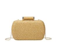 Jywmsc Damen Abend Stroh Handtasche Elegantes Stroh Clutch Handtasche für Party Hochzeit Sommer Strand Tote Tasche mit Kette
