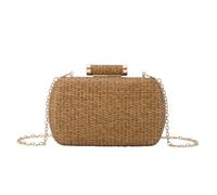 Jywmsc Damen Abend Stroh Handtasche Elegantes Stroh Clutch Handtasche für Party Hochzeit Sommer Strand Tote Tasche mit Kette