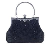 Jywmsc Damen Vintage Floral handgemachte Seed Bead Pailletten Clutch Geldbörse Hochzeit Abendtasche Party Prom Handtasche
