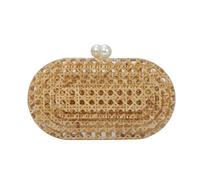 Jywmsc Rattan Acryl Kupplung für Frauen Formale Perlen Abend Handtasche Sommer Strand Wicker Umhängetasche Hochzeit Gast Handtasche
