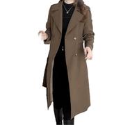 jyyyou Eleganter Trenchcoat Mit Plüschfutter Für Damen, Zweireihiger Warmer Langer Trenchcoat Für Damen, Zweireihiger Warmer Mantel Mit Revers, Mittellanger, Warmer Mantel (Coffee - Regular,2XL)