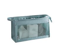 JZ 2 Pieces Portable Toiletry Bag,Mesh Shower Bag,Hanging wash Bag for Travelling,Makeup Bag Mesh Kosmetikbeutel Travel Wash Bag with Zipper für Frauen Mann Mädchen Junge - Light Blue