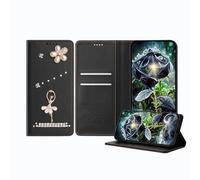 JZ Ballet Rhinestone Wallet Fall für RedMi A1/A2, Luxus Glitter Ballerina Design mit Perlen Blume | PU Leder Magnetverschluss Abdeckung mit Kartenflüssen - Black