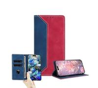 JZ Dual-Tone Flip Wallet Fall für Moto G56,RFID Blockieren PU Leder Abdeckung mit Kartenschlitzen & Ständerfunktion - Dark Blue&Red