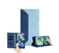 JZ Dual-Tone Flip Wallet Fall für Moto G62 5G,RFID Blockieren PU Leder Abdeckung mit Kartenschlitzen & Ständerfunktion - Dark Blue&Blue