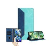 JZ Dual-Tone Flip Wallet Fall für OnePlus Nord 3 / Ace 2V,RFID Blockieren PU Leder Abdeckung mit Kartenschlitzen & Ständerfunktion - Dark Blue&Green