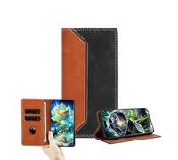 JZ Dual-Tone Flip Wallet Fall für RedMi Note 13 Pro Plus 5G,RFID Blockieren PU Leder Abdeckung mit Kartenschlitzen & Ständerfunktion - Brown&Black
