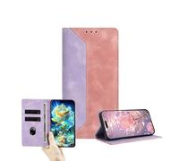 JZ Dual-Tone Flip Wallet Fall für Xiaomi Poco X7 5G / RedMi Note 14 Pro / 14 Plus,RFID Blockieren PU Leder Abdeckung mit Kartenschlitzen & Ständerfunktion - Purple&Pink