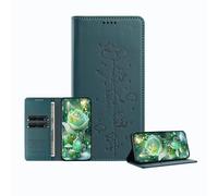 JZ Engraved Playful Cat Design Fall für OnePlus Nord 2 Lite/Nord CE 2 Lite Case [PU Leder Wallet Case] [RFID-Blockierung] [Magnetische Verschlussung] [Wireless Laden kompatibel] - Malachite Green