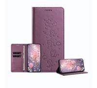 JZ Engraved Playful Cat Design Fall für OnePlus Nord 2 Lite/Nord CE 2 Lite Case [PU Leder Wallet Case] [RFID-Blockierung] [Magnetische Verschlussung] [Wireless Laden kompatibel] - Purple