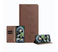 JZ Engraved Playful Cat Design Fall für OnePlus Nord CE 4 Lite 5G Case [PU Leder Wallet Case] [RFID-Blockierung] [Magnetische Verschlussung] [Wireless Laden kompatibel] - Brown
