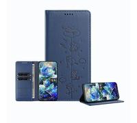 JZ Engraved Playful Cat Design Fall für OnePlus Nord CE 4 Lite 5G Case [PU Leder Wallet Case] [RFID-Blockierung] [Magnetische Verschlussung] [Wireless Laden kompatibel] - Dark Blue