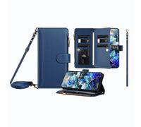 JZ Multi-Function Leather Brieftasche Fall für Honor Magic7 Lite / X9c 5G mit 9 Kartensteckplätzen, Reißverschluss Tasche, Handgelenk & Schultergurt, Klarfenster, Wireless Laden kompatibel - Blue