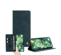 JZ Ultra-dünne PU Leder Wallet Fall für Xiaomi 11 Ultra mit Kartenschlitzen, RFID-Blockierung, Kickstand & Magnetverschluss - Dark Green