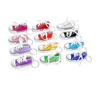 JZK 12x Mini Sneaker Schlüsselanhänger Segeltuchschuhe für Gastgeschenke Abschlussfeiern, Geburtstagsfeier-Werbegeschenke für Jungen Mädchen, Rucksack-Schlüsselanhänger, Kinderparty-Andenken Kinder